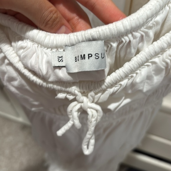 Bumpsuit Shirred Strapless Gown in White Poplin size XS - Picture 9 of 10